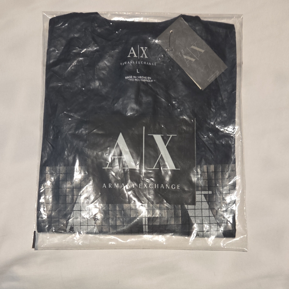 Armani Exchange Black Short-Sleeve AX Logo Tee